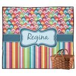 Retro Scales & Stripes Outdoor Picnic Blanket (Personalized)