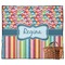 Retro Scales & Stripes Picnic Blanket - Flat - With Basket