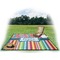 Retro Scales & Stripes Picnic Blanket - with Basket Hat and Book - in Use