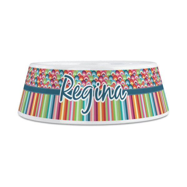 Retro Scales & Stripes Plastic Dog Bowls - Medium - FRONT