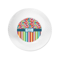 Retro Scales & Stripes Plastic Party Appetizer & Dessert Plates - 6" (Personalized)