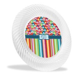 Retro Scales & Stripes Plastic Party Dinner Plates - 10" (Personalized)