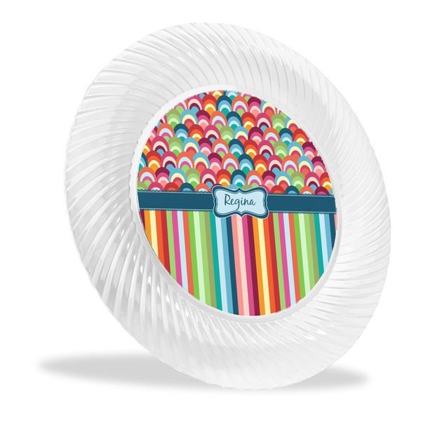 Custom Retro Scales & Stripes Plastic Party Dinner Plates - 10" (Personalized)