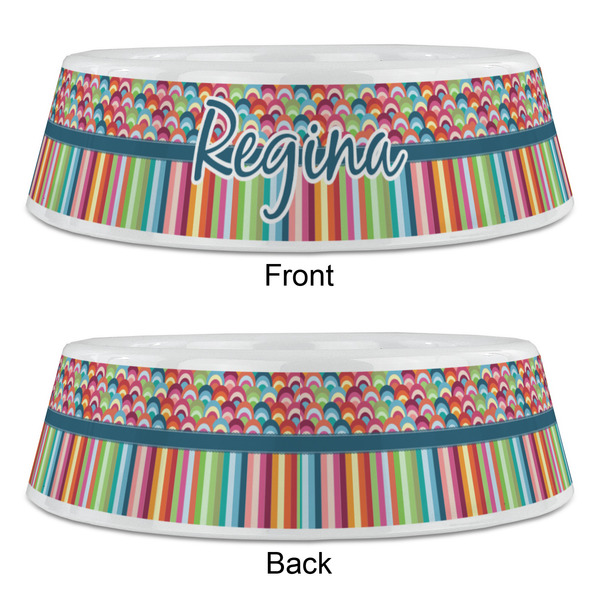 Retro Scales & Stripes Plastic Pet Bowls - Large - APPROVAL