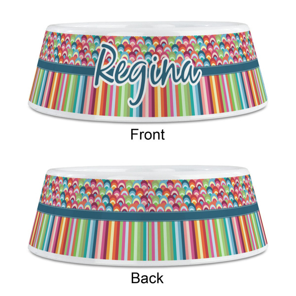 Retro Scales & Stripes Plastic Pet Bowls - Medium - APPROVAL