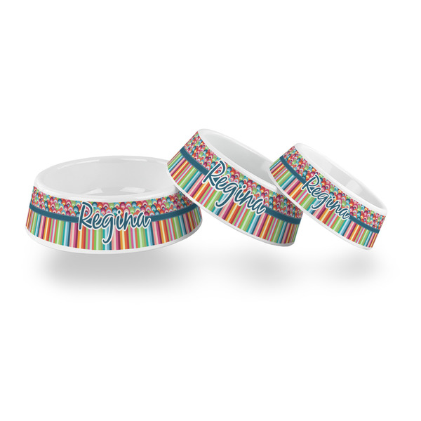 Retro Scales & Stripes Plastic Pet Bowls - PARENT MAIN
