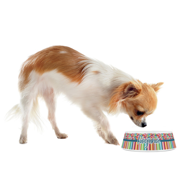 Retro Scales & Stripes Plastic Pet Bowls - Small - LIFESTYLE