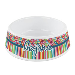 Retro Scales & Stripes Plastic Dog Bowl - Small (Personalized)