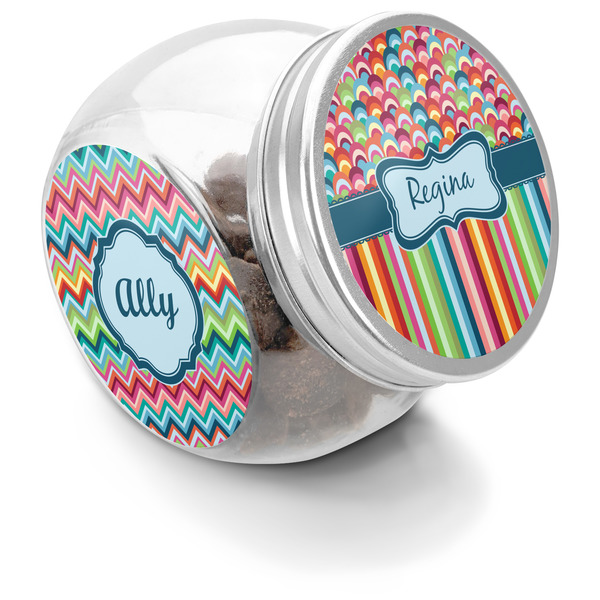 Custom Retro Scales & Stripes Puppy Treat Jar (Personalized)