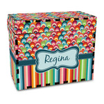 Retro Scales & Stripes Wood Recipe Box - Full Color Print (Personalized)