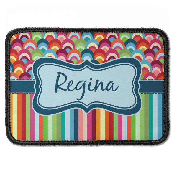 Custom Retro Scales & Stripes Iron On Rectangle Patch w/ Name or Text