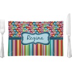 Retro Scales & Stripes Rectangular Glass Lunch / Dinner Plate - Single or Set (Personalized)