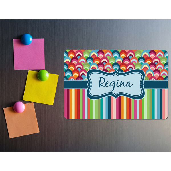 Retro Scales & Stripes Rectangular Fridge Magnet - LIFESTYLE