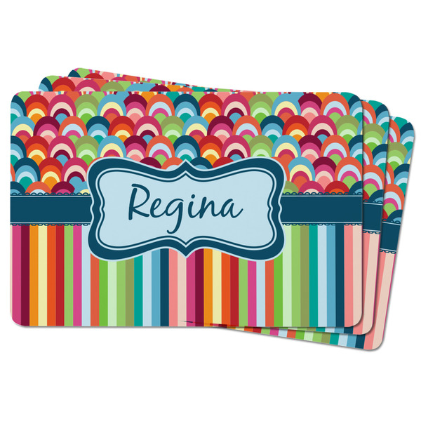 Retro Scales & Stripes Rectangular Fridge Magnet - THREE