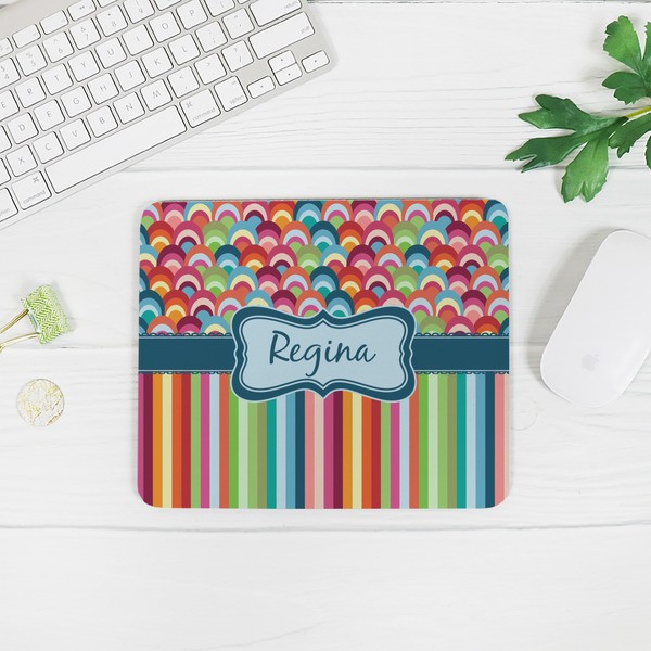 Retro Scales & Stripes Rectangular Mouse Pad - LIFESTYLE 2