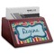Retro Scales & Stripes Red Mahogany Business Card Holder - Angle