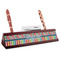 Retro Scales & Stripes Red Mahogany Nameplate with Business Card Holder (Personalized)