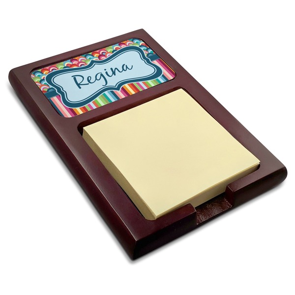 Custom Retro Scales & Stripes Red Mahogany Sticky Note Holder (Personalized)