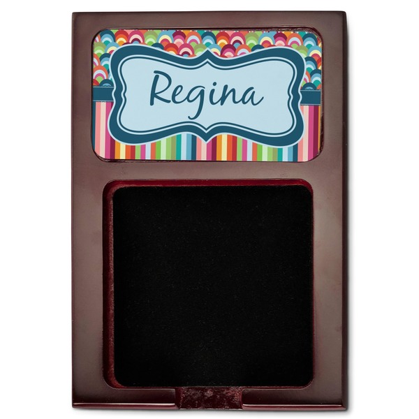 Retro Scales & Stripes Red Mahogany Sticky Note Holder - Flat