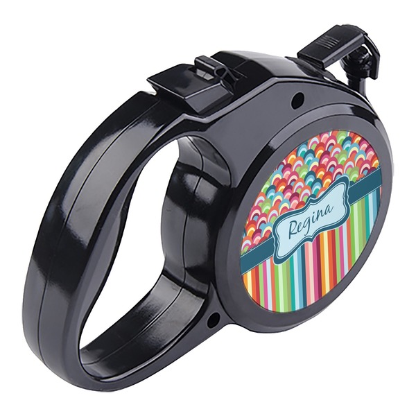 Retro Scales & Stripes Retractable Dog Leash - Angle