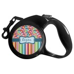Retro Scales & Stripes Retractable Dog Leash - Medium (Personalized)