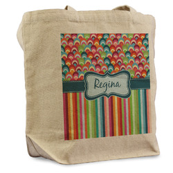 Retro Scales & Stripes Reusable Cotton Grocery Bag - Single (Personalized)