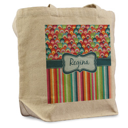 Retro Scales & Stripes Reusable Cotton Grocery Bag (Personalized)