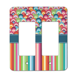 Retro Scales & Stripes Rocker Style Light Switch Cover - Two Switch