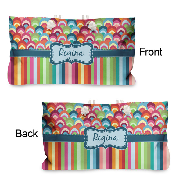 Retro Scales & Stripes Large Rope Tote - From & Back View