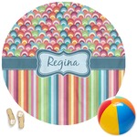 Retro Scales & Stripes Round Beach Towel (Personalized)