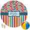 Retro Scales & Stripes Round Beach Towel (Personalized)