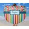 Retro Scales & Stripes Round Beach Towel - In Use