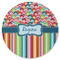 Retro Scales & Stripes Round Rubber Backed Coaster (Personalized)