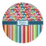 Retro Scales & Stripes 5' Round Indoor Area Rug (Personalized)