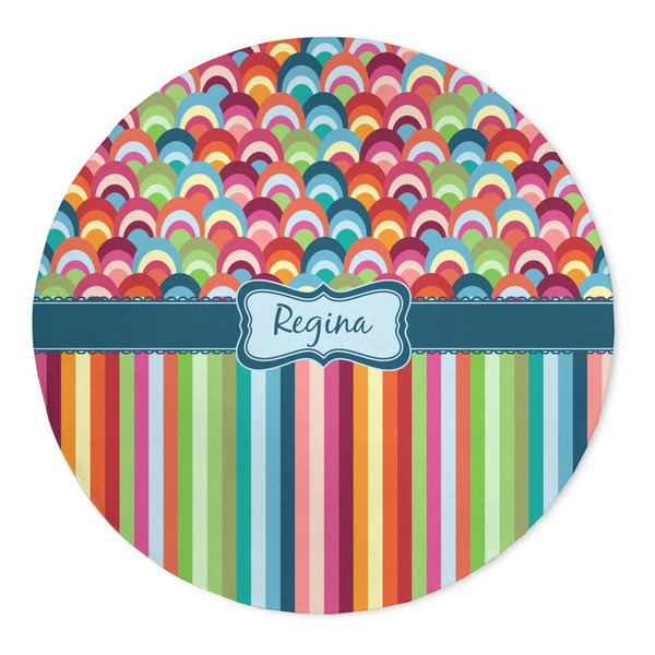 Custom Retro Scales & Stripes 5' Round Indoor Area Rug (Personalized)