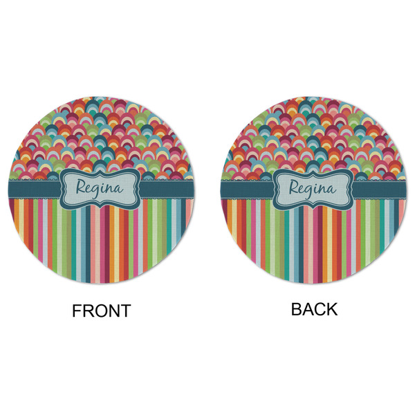 Retro Scales & Stripes Round Linen Placemats - APPROVAL (double sided)