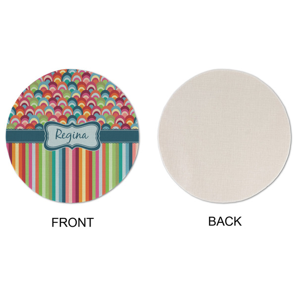 Retro Scales & Stripes Round Linen Placemats - APPROVAL (single sided)