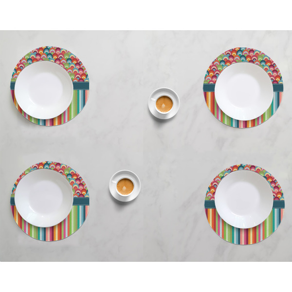 Retro Scales & Stripes Round Linen Placemats - LIFESTYLE (set of 4)