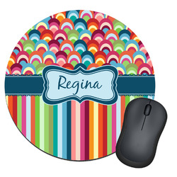 Retro Scales & Stripes Round Mouse Pad (Personalized)