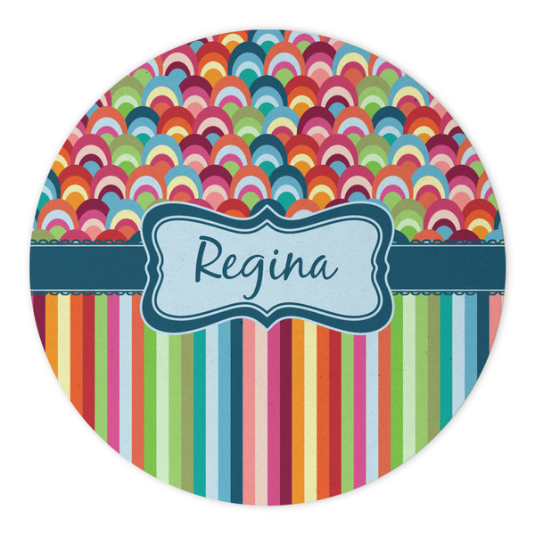 Retro Scales & Stripes Round Paper Coaster - Approval