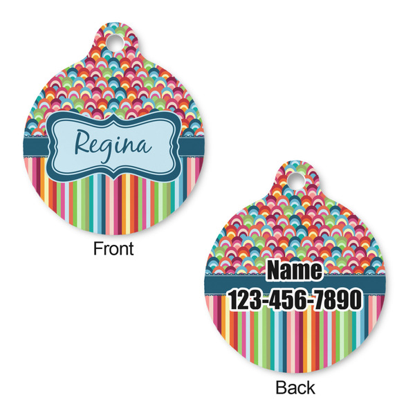 Retro Scales & Stripes Round Pet ID Tag - Large - Approval