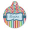 Retro Scales & Stripes Round Pet ID Tag (Personalized)