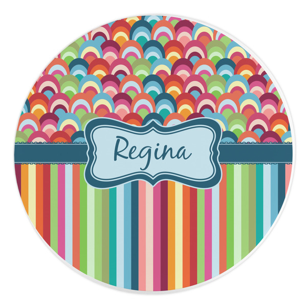 Custom Retro Scales & Stripes Round Stone Trivet (Personalized)