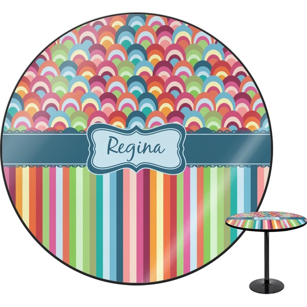 Custom Retro Scales & Stripes Round Table (Personalized)