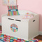 Retro Scales & Stripes Round Wall Decal on Toy Chest