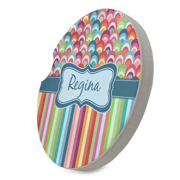 Retro Scales & Stripes Sandstone Car Coaster - STANDING ANGLE