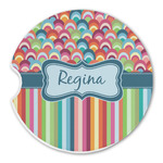 Retro Scales & Stripes Sandstone Car Coaster - Single (Personalized)