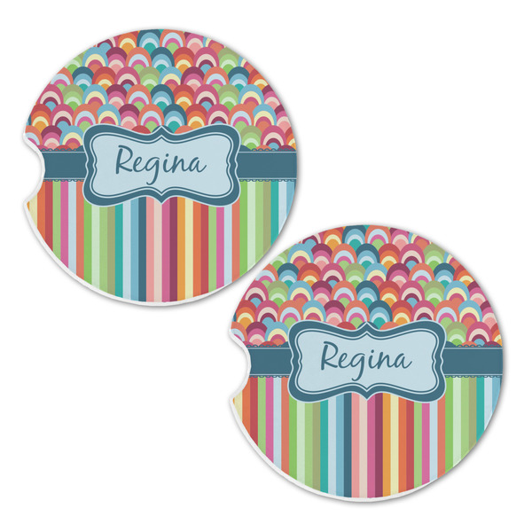 Retro Scales & Stripes Sandstone Car Coasters - Set of 2
