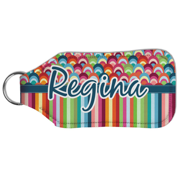 Retro Scales & Stripes Sanitizer Holder Keychain - Large (Back)