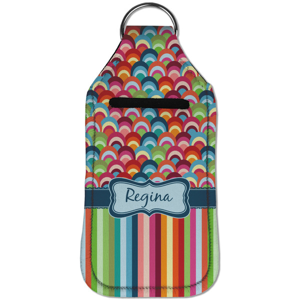 Retro Scales & Stripes Sanitizer Holder Keychain - Large (Front)